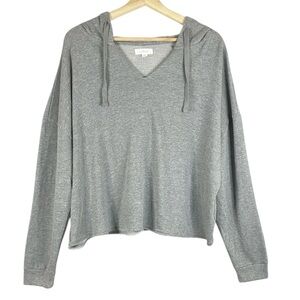 NWT Colsie Women’s Cropped V Neck Pullover Long Sleeve Hoodie in Gray Size XL